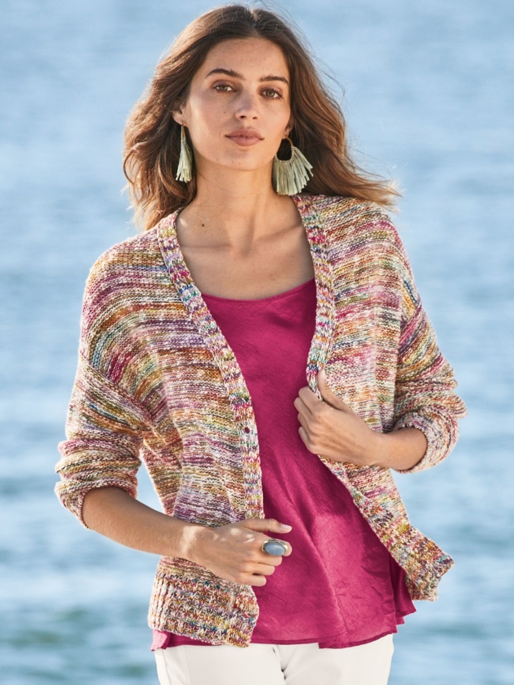 Peruvian Connection Multicolor V‑Neck Button Cotton Cardigan XS